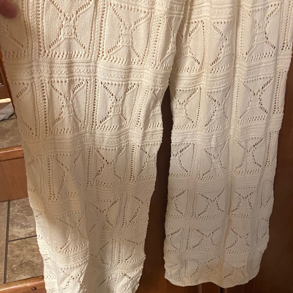 Wide Leg Cream-Colored Pants Chunky Knit Size Medium NWT Spring Fall - Picture 6 of 14